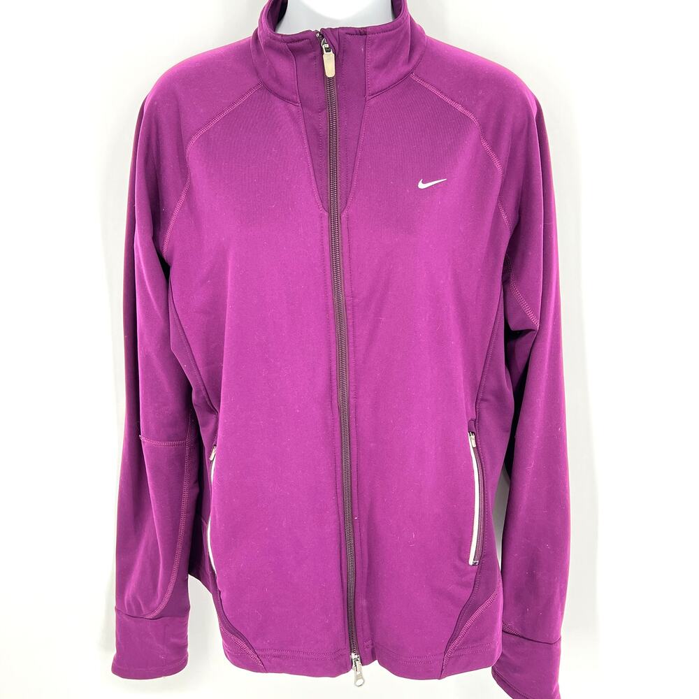 NIKE Fit Womens Plum Full Zip Performance Jacket Size L